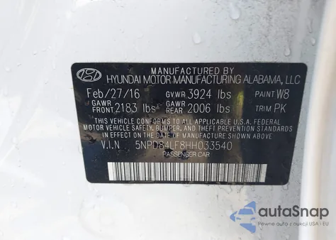 2017 Hyundai Elantra Se из США, поврежденный, VIN 5NPD84LF8HH033540